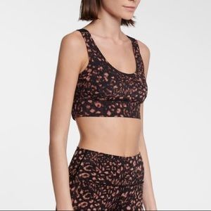 Varley Edris Sports Bra in Dark Leopard/Red Animal Print, Size Medium